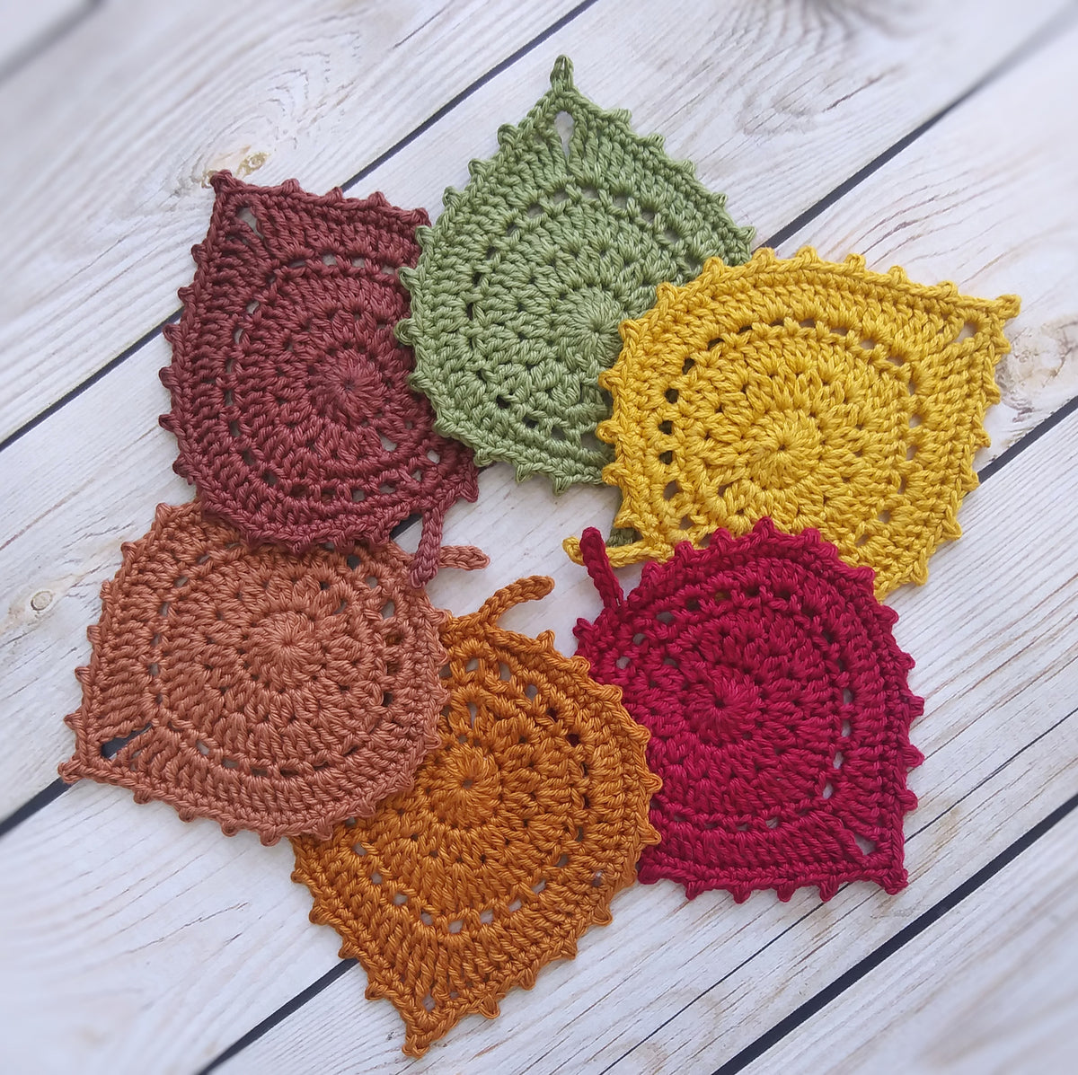 Crochet Leaf Coasters w/ Knot Okay Club