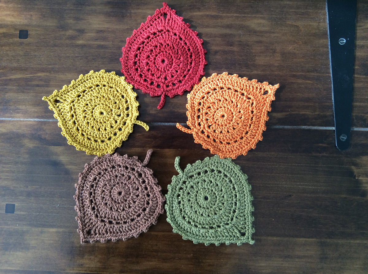Crochet Leaf Coasters w/ Knot Okay Club